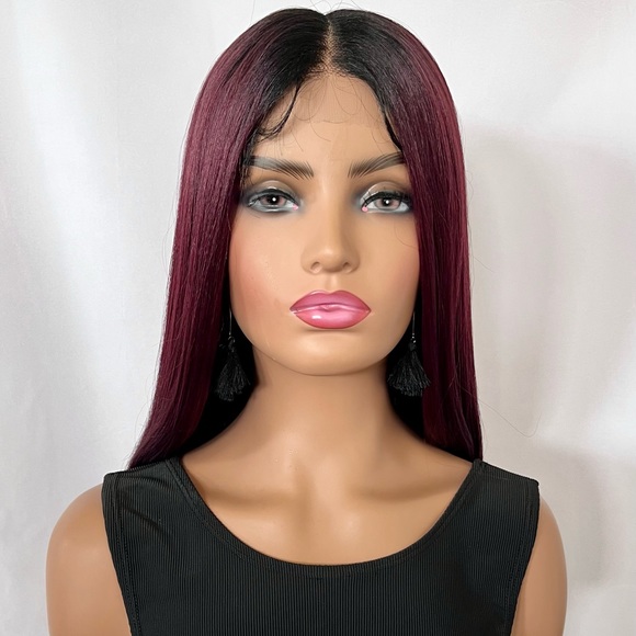 A Long 28” Premium Fiber Burgundy Lace Front Wig - #EnhanceWardrobe #DailyWear - Picture 5 of 8